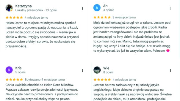 Opinie rodziców o szkole Helen Doron w Mikołowie